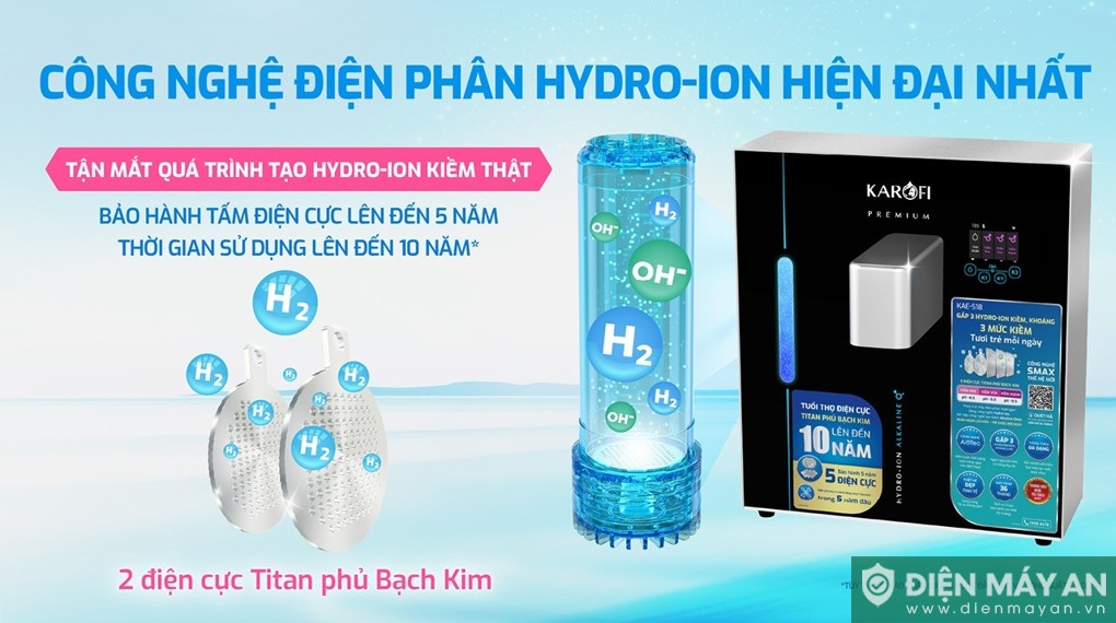 Máy chuyển đổi Hydro-ion kiềm Karofi KAE-S18 5 tấm điện cực
